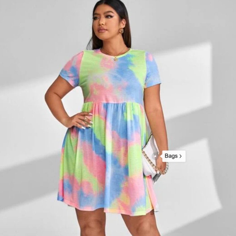 tie dye rainbow mini skater dress